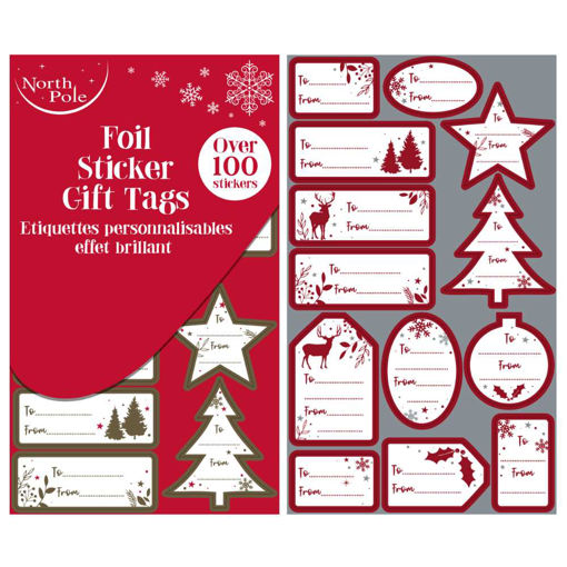Picture of CHRISTMAS FOIL STICKER GIFT TAGS 100 PACK